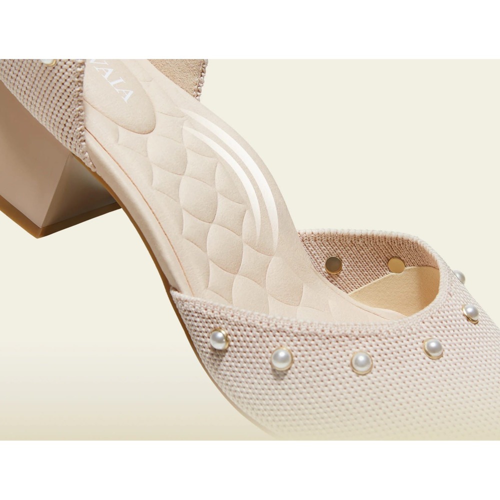 VIVAIA Galilea Ballet Blush Pearl Knit Pointed Toe Block Heel Pumps EU 41 US 9.5 - Picture 15 of 16